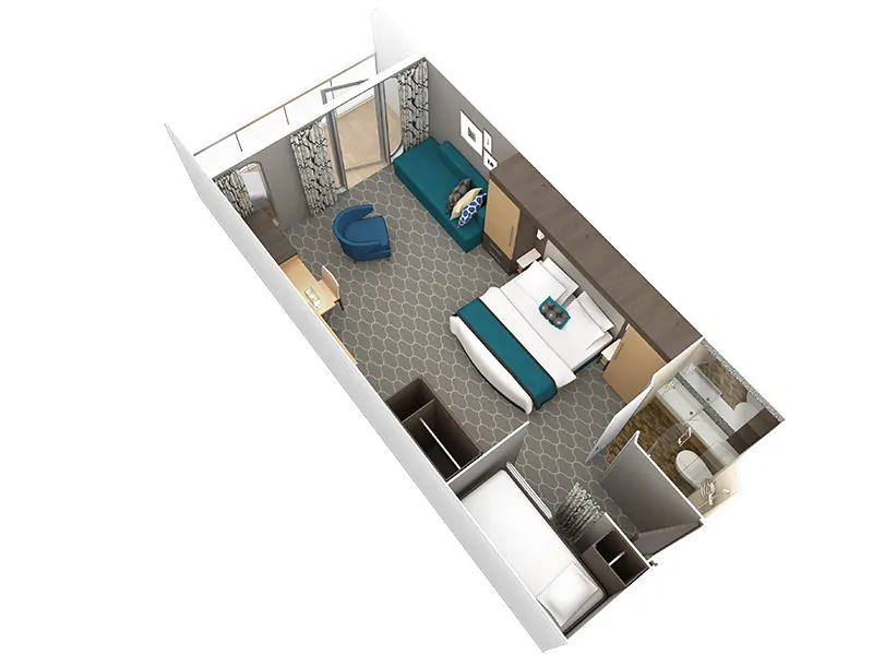 С балконом Ultra Spacious Ocean View Stateroom with Balcony (1A)